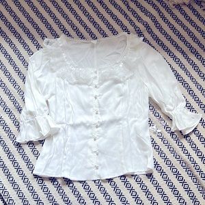 White Cottage core style puff sleeve blouse - Size Large